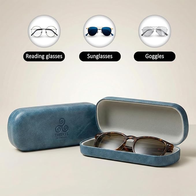 Rounded Rectangle Glasses Case – Hard Shell PU Leather Eyewear Case with Soft Lining & Magnetic Closure
