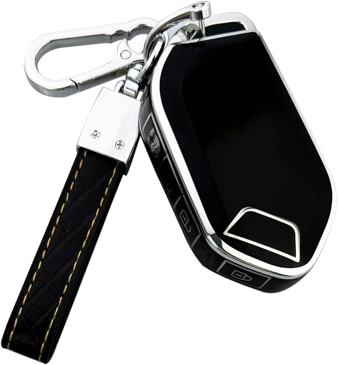 Key Fob Cover Case Compatible with Kia Telluride 2023 2024 2025 EV5 Car Interior Accessories Shell Holder Protector (Black)
