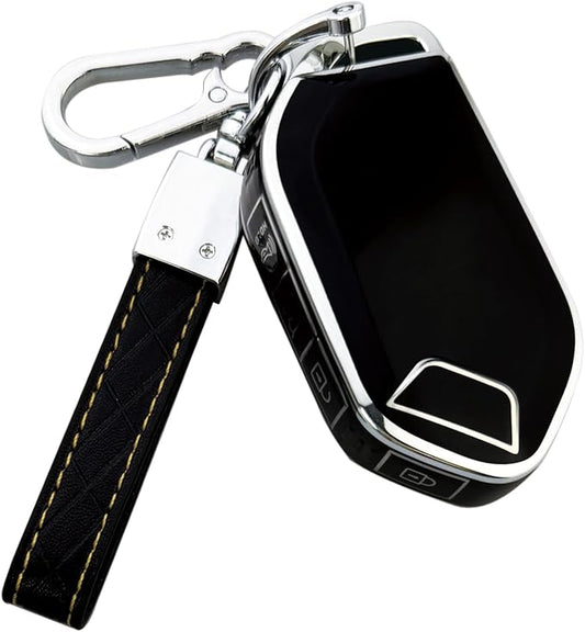Key Fob Cover Case Compatible with Kia Telluride 2023 2024 2025 EV5 Car Interior Accessories Shell Holder Protector (Black)