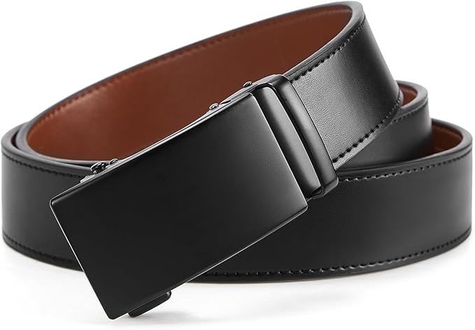 BOSTANTEN Mens Belt Leather Ratchet Belt For Men Dress and Casual with Adjustable Buckle, Trim to Fit