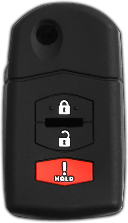 KeyGuardz Keyless Remote Car Flip Key Fob Outer Shell Cover Soft Rubber Case for Mazda CX-5 CX-7 CX-9 MX-5 MPV RX-8