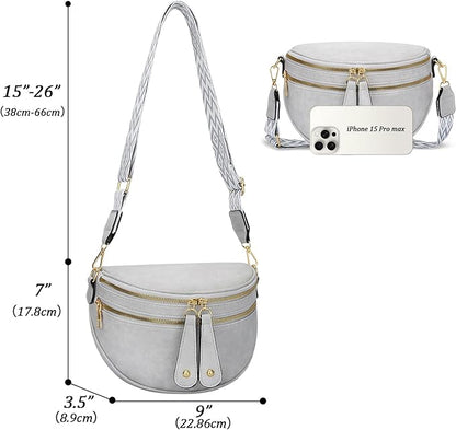 KKXIU Crossbody Sling Bag for Women Trendy Fanny Pack Vegan Leather Chest Bag | Trendy