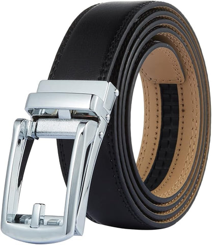 Tonywell Mens Leather Ratchet Belts with Click Buckle Perfect Fit Dress Belt 30mm Wide