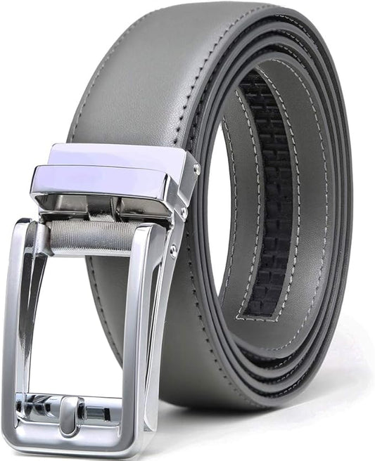 Founders & C Men's Leather Ratchet Comfort Click Belt Dress with Slide Buckle -Adjustable Trim to Fit