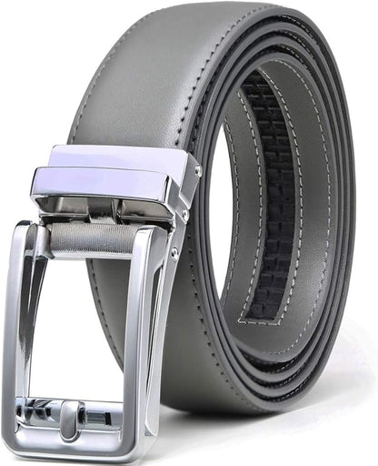 Founders & C Men's Leather Ratchet Comfort Click Belt Dress with Slide Buckle -Adjustable Trim to Fit