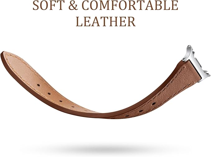 GEAK Slim Leather Band Compatible with Samsung Galaxy Watch 8 40mm 44mm/Watch 8 Classic 46mm, No Gap Adjustable Genuine Leather Replacement Dressy Strap for Samsung Watch 8 Bands Women