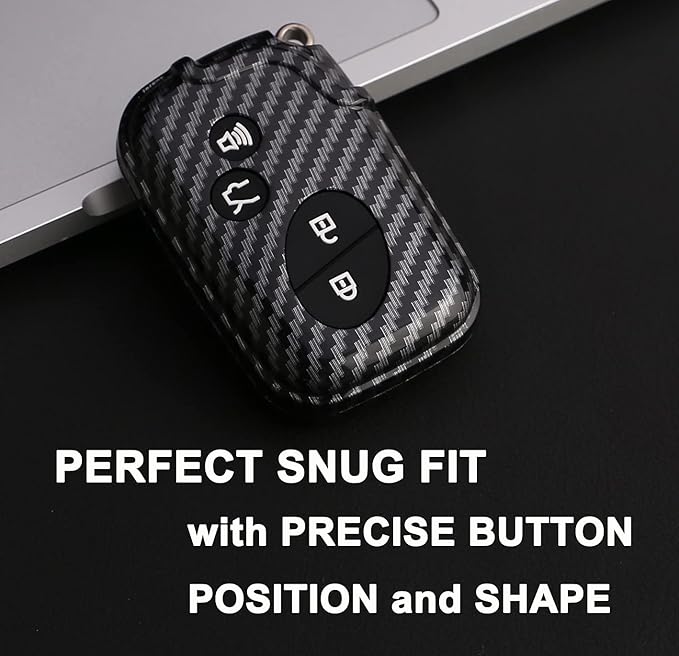 Key Fob Cover Case Fit for 2005-2018 Lexus ES350 GS300 GS350 GS430 GS450h ISC IS250 IS350 LS460 LS600h Keyless Entry Remote Case Holder ABS Carbon Fiber Pattern (Black)