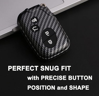Key Fob Cover Case Fit for 2005-2018 Lexus ES350 GS300 GS350 GS430 GS450h ISC IS250 IS350 LS460 LS600h Keyless Entry Remote Case Holder ABS Carbon Fiber Pattern (Black)