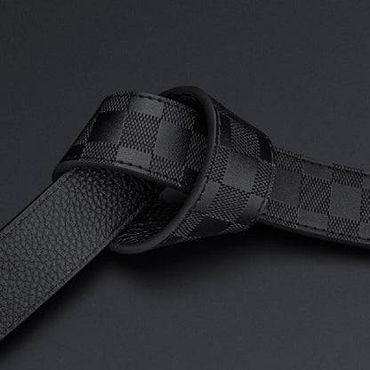VANNANBA Mens Ratchet Belts Genuine Leather Designer Belt with Automatic Buckle Alloy Gift for Men