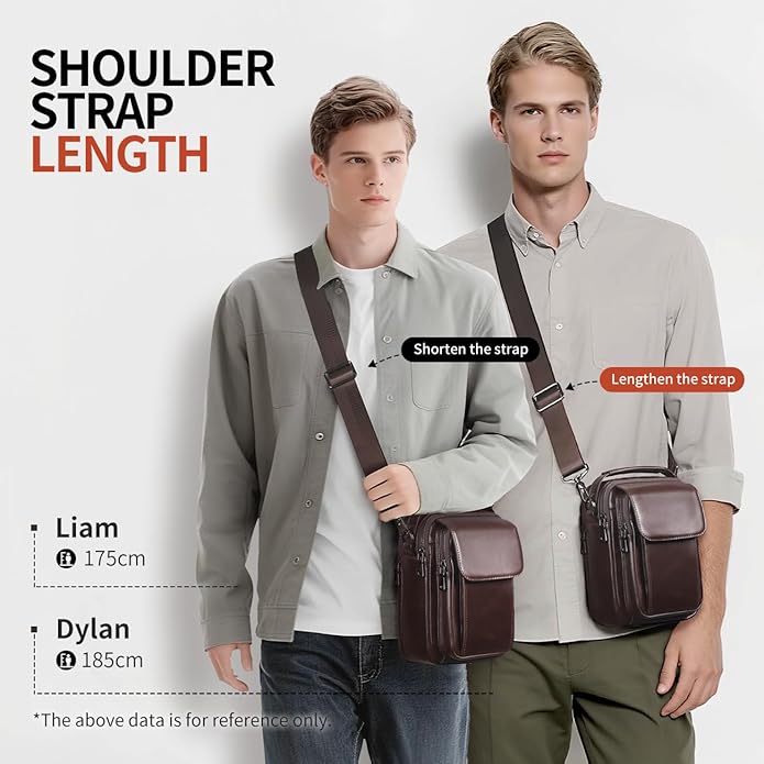 Augus Leather Small Messenger Bag For Men Crossbody Handbag Shoulder Sling Travel Bags for Men Purse Daypack Magnetic Buckle