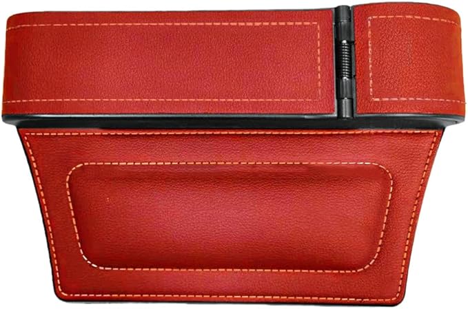 Car Seat Gap Filler Organizer with Cup Holder Expander, Leather Console Seam Filler Storage Box, Auto Front Seat Gap Organizer for Phones Keys Glasses, Universal Fit (Wine Red Passenger)
