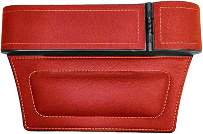 Car Seat Gap Filler Organizer with Cup Holder Expander, Leather Console Seam Filler Storage Box, Auto Front Seat Gap Organizer for Phones Keys Glasses, Universal Fit (Wine Red Passenger)