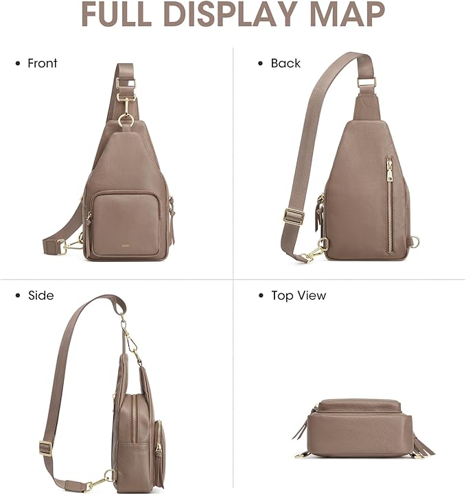 Kattee Small Sling Bag for Women, Leather Fanny Packs Crossbody Purse, Chest Bag for Travel with RFID Blocking, Khaki