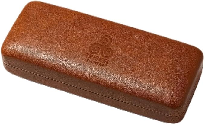 Premium Curved Rectangular Glasses Case, Hard Shell PU Leather Eyewear Holder. Magnetic Closure.