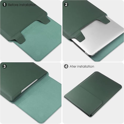 HoYiXi 15 16 Inch Laptop Sleeve Case Leather Bag for MacBook Pro 16 2021 & 2019/Huawei MateBook D15/HP 15.6" PC/MacBook Pro 15/XiaoXin Air 15.6'', Green