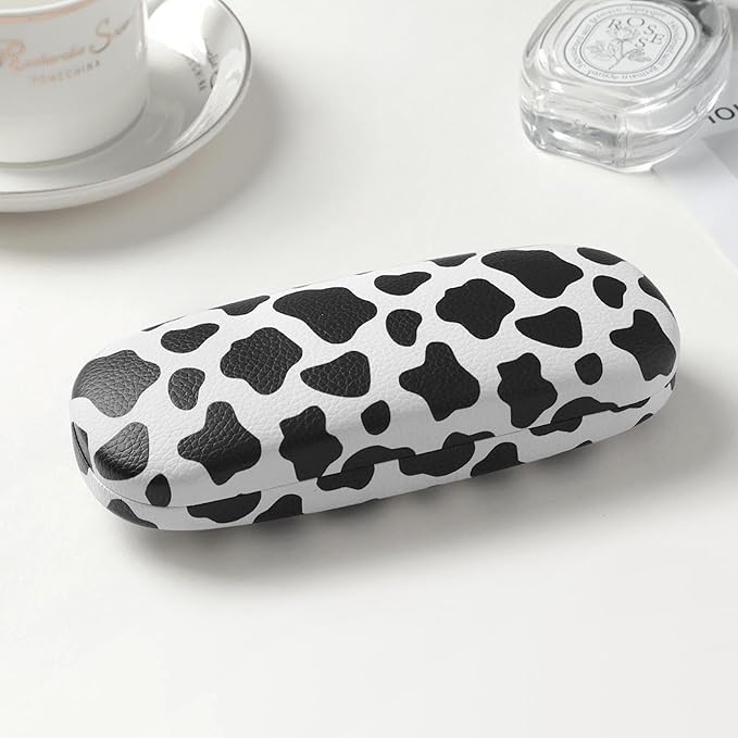 Glasses Case Hard Shell, Leather Protective Case for Sunglasses with Cleaning Cloth, Cute Eyeglass Cases for Women