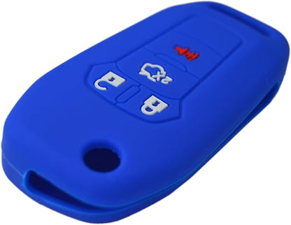 Silicone Rubber Key Fob Cover Protector for Ford Fusion Explorer (Flip Key) N5F-A08TAA 164-R7986 5924003 4 Button Remote Control