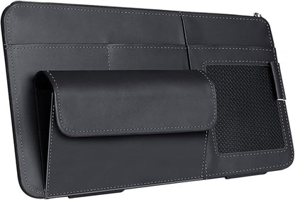 Car Sunvisor Organizers Feature Build in Sunglasses Holder and Card Slots for Document Storage Leather Materials Easy in