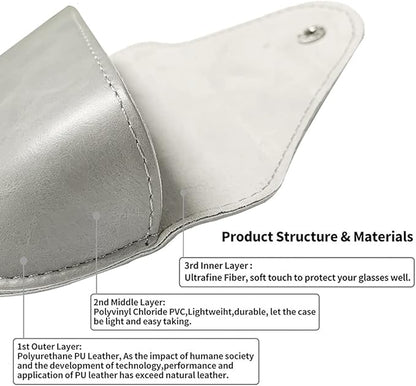 LogHog Portable Leather Glasses Case,Flexible Sunglasses Pouch Slim Case for Women Men Horizontal Eyeglass Case