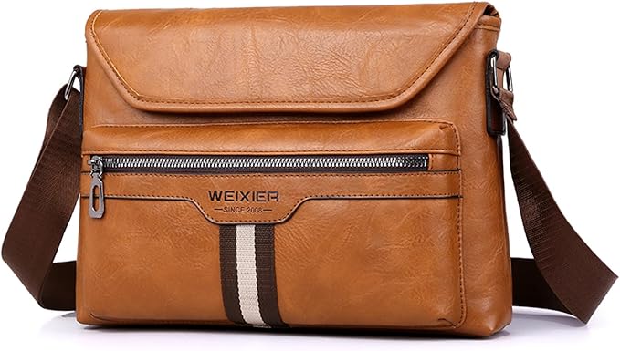 Zipper Buckle Leather Messenger Bag Crossbody Shoulder Bag Vintage Handle Bags | Zipper, Buckle, Leather, Vintage