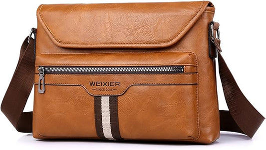 Zipper Buckle Leather Messenger Bag Crossbody Shoulder Bag Vintage Handle Bags | Zipper, Buckle, Leather, Vintage