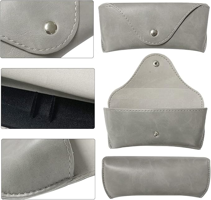 LogHog Portable Leather Glasses Case,Flexible Sunglasses Pouch Slim Case for Women Men Horizontal Eyeglass Case