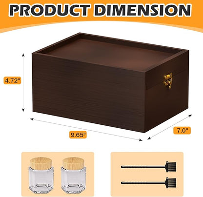 Bamboo Storage Box with Lid – Wooden Organizer with 4 Compartments, Sliding Cover & Metal Clasp Lock, Multi-Purpose Rectangular Stash Box, Eco-Friendly Bamboo Box for Home & Office