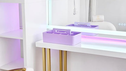 8 Compartments DIY Dividers,Large caddy, Multi Purpose, Simple, Portable, Stackable, Modern Solution for School, office, Desktop -MADE IN USA (Lavender)