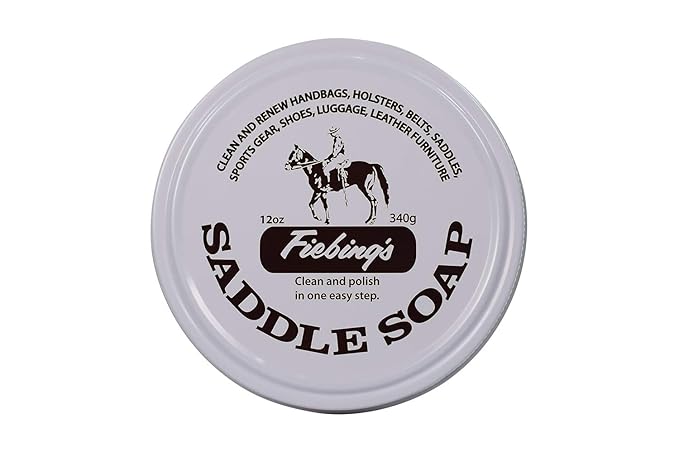 Fiebing's White Saddle Soap for Leather (12 oz Tin) - Cleaner & Conditioner to Soften, Protect & Restore Leathercraft - Soap for Car Seat, Couch, Shoe, Purse, Boot, Bag, & Saddles