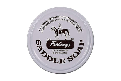Fiebing's White Saddle Soap for Leather (12 oz Tin) - Cleaner & Conditioner to Soften, Protect & Restore Leathercraft - Soap for Car Seat, Couch, Shoe, Purse, Boot, Bag, & Saddles