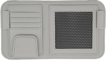 Leather Sun Visor Organizer for Truck, Sunglasses Holder, Cards Sleeve Pockets Organizer, Visor Document Holder for Registration License, Drving License, Insurance, Cards, Pen, Key