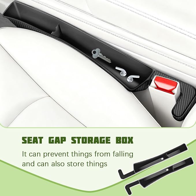 2PCS Car Seat Gap Filler Organizer, Seat Side Gap Organizer for Phone Keys Cards, Multifunctional Automotive Interior Storage Accessories, Universal for SUV Truck Sedan (Black)