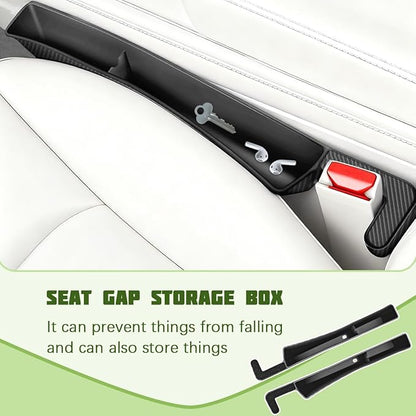 2PCS Car Seat Gap Filler Organizer, Seat Side Gap Organizer for Phone Keys Cards, Multifunctional Automotive Interior Storage Accessories, Universal for SUV Truck Sedan (Black)