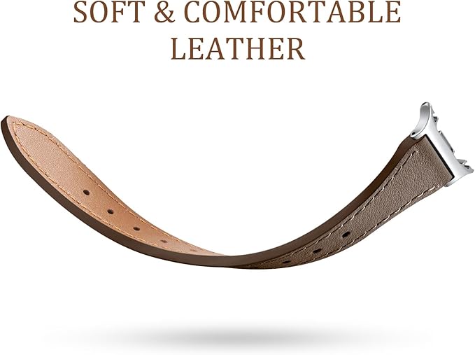 GEAK Slim Leather Band Compatible with Samsung Galaxy Watch 8 40mm 44mm/Watch 8 Classic 46mm, No Gap Adjustable Genuine Leather Replacement Dressy Strap for Samsung Watch 8 Bands Women