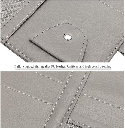 Generic Car Sun Visor Organizer, PU Leather Auto Visor Pocket, Interior Accessories Organizer with Multi-Pocket and Glasses Holder, for Car, Truck, SUV, etc., grey, TB001
