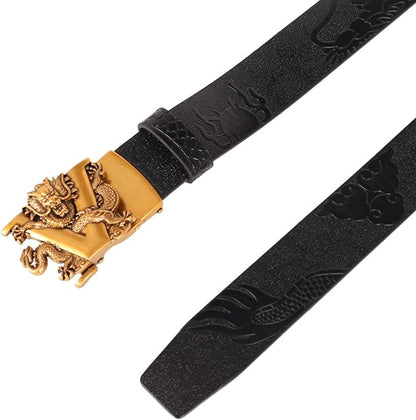 Aurolran Men&Womens Leather Dress Belt Business Automatic Buckle Belt Color-Black Silver Gold