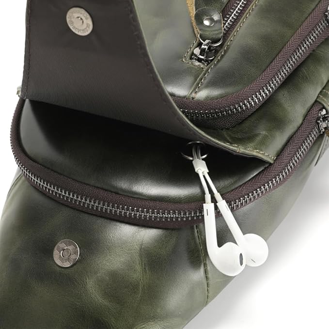 Sling Bag for Men Genuine Leather Chest Bag Crossbody Backpack Travel Hiking Outdoor Sport