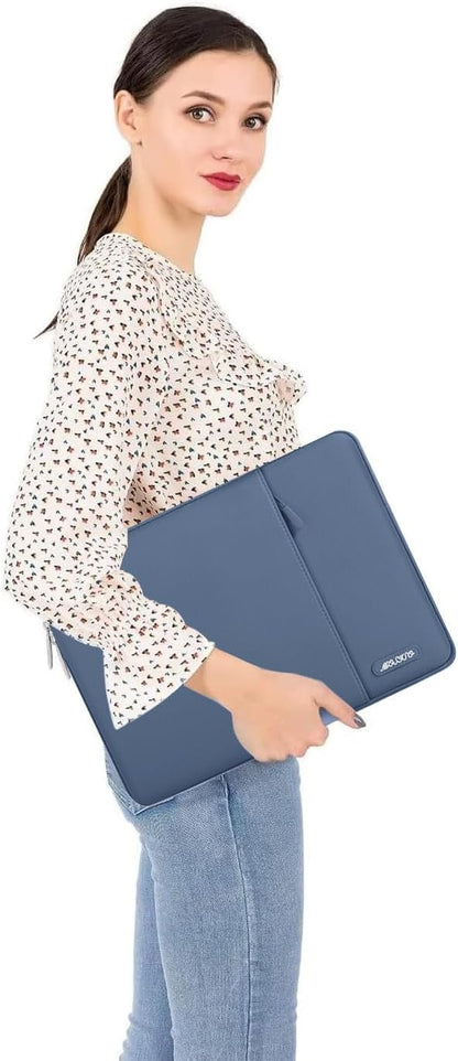 MOSISO Laptop Case 14 inch, 14 inch Laptop Sleeve Compatible with HP Lenovo Dell ASUS Acer, HP Stream, Dell Latitude, Lenovo IdeaPad, Polyester Vertical Computer Sleeve Bag with Pocket, Steel Blue