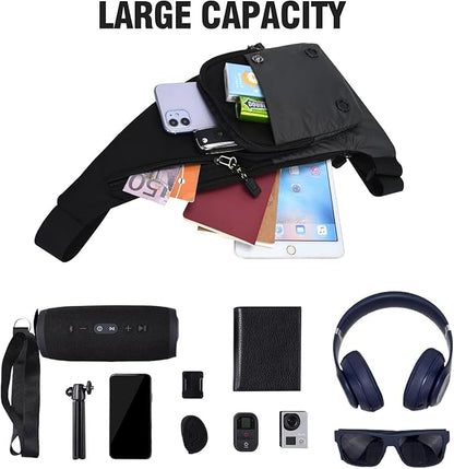 Peicees Water-resist Sling Bag Crossbody Bag for Men Slim Chest Backpack Man Purse Small Shoulder Bag for Travel Hiking