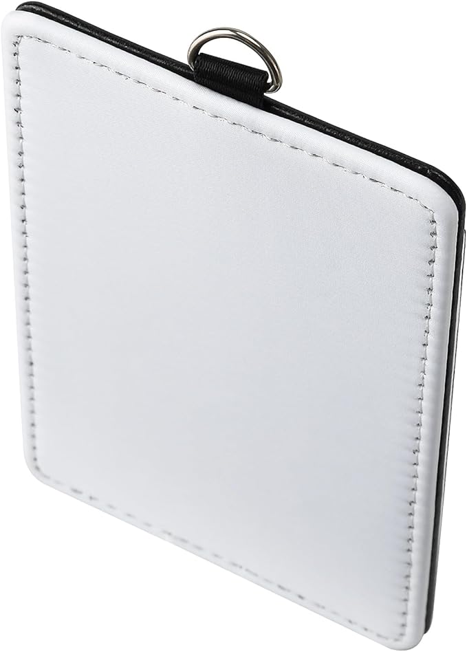12 Pack Sublimation Blank PU Leather ID Badge Holder Bulk Heat Transfer Print ID Card Badges Name Tag Holders for DIY Office Employees (Vertical)