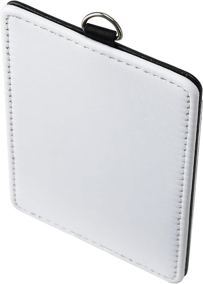 12 Pack Sublimation Blank PU Leather ID Badge Holder Bulk Heat Transfer Print ID Card Badges Name Tag Holders for DIY Office Employees (Vertical)