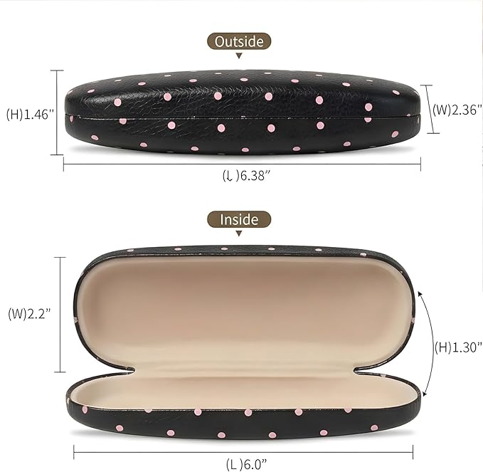 Glasses Case Hard, Cute Sunglasses Case for Women Leather Protective Case for Eyeglass with Cleaning Cloth