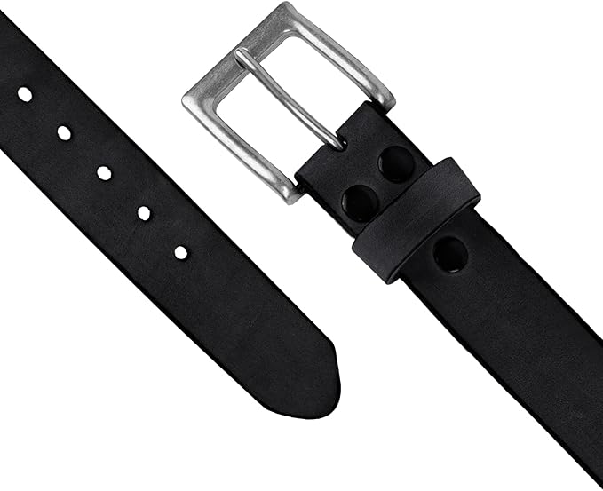 NPET Mens Leather Belt Full Grain Vintage Distressed Style Snap on Strap 1 1/2" Wide with Buckle