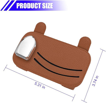 Zpana Car Sun Visor Organizer, Leather Vehicle Storage Glasses Pocket Ticket Clip, Automotive Interior Sunglasses Cards Pouch Case Bag Holder Accessories, Universal for SUV, Sedan, Truck (Brown)