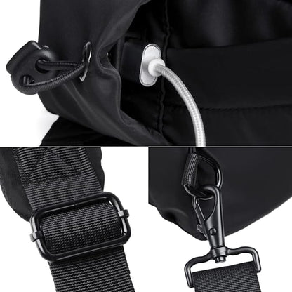 Hebetag Leather Sling Bag Crossbody Backpack for Men Women Travel Outdoor Camping