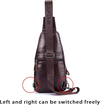 LUKZIJAES Genuine Leather Sling Bag for Men