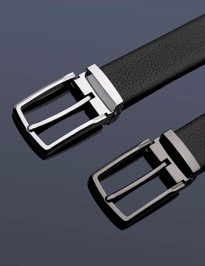 Men's Genuine Leather Dress Belt, 1.38" Wide, Premium Cowhide Business Casual Belt, Classic Design for Work and Formal Wear