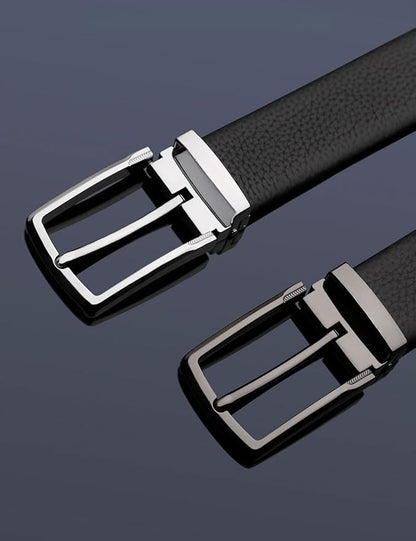 Men's Genuine Leather Dress Belt, 1.38" Wide, Premium Cowhide Business Casual Belt, Classic Design for Work and Formal Wear