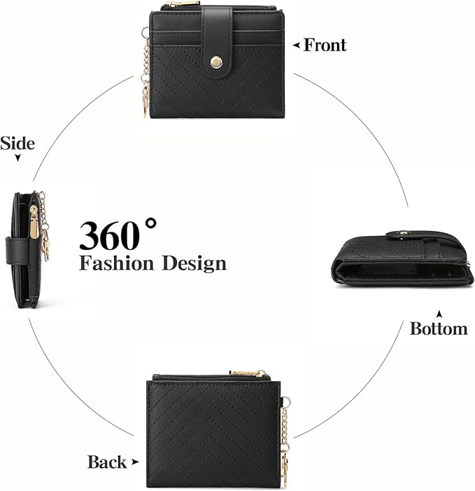 GAEKEAO Slim Wallet for Women, RFID Blocking Credit Card Holder Bifold Wallet with Zipper Coin Pocket, ID Window