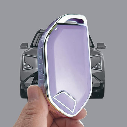 Key Fob Cover Case Compatible with Kia Telluride 2023 2024 2025 EV5 Car Interior Accessories Shell Holder Protector (Purple)